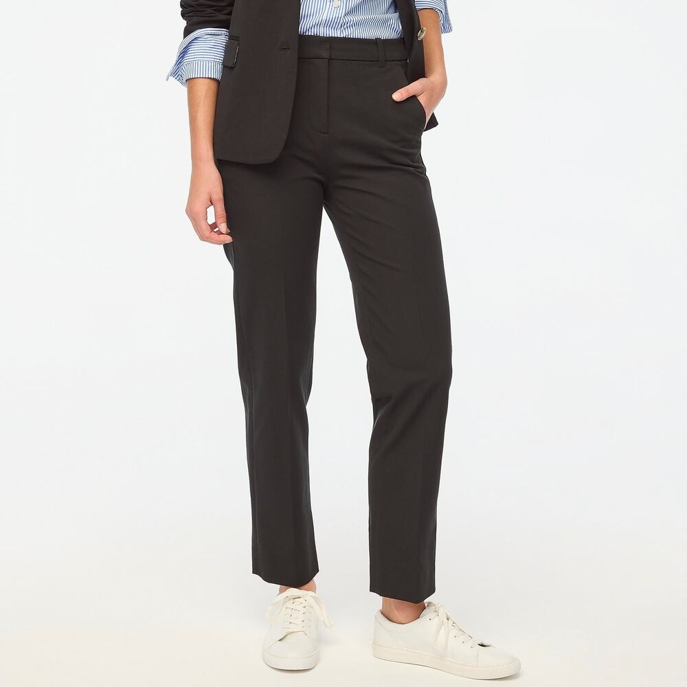 J. Crew Women's Kallie Straight-Leg Pant Flat Front Casual Black Size 00 NWT